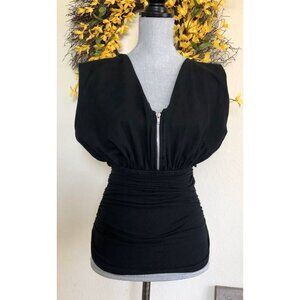 Vtg 80’s La Milliardaire Paris Vintage Ruched Top Open Back Zip Front